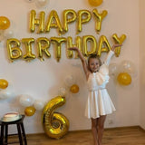 16in Gold Happy Birthday Foil Balloons Reusable Banner Party Decor