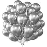 12 Inch Metallic Silver Balloons, 50 Pcs Latex Helium Metallic Balloons For Kid'S Birthday Party, Baby Shower, Wedding, Graduate Party Decorations