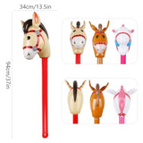 3Pcs Inflatable Stick Horse,Inflatable Horse Head On Stick Horse Costume Pony/Halloween/Western Cowboy/Horse Baby Shower Birthday Party Decorations Supplies Favors Props,37 Inches Red Pink Brown