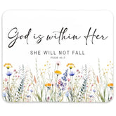 Inspirational Christian Floral Mouse Pad,Christian Gifts For Women,God Is Within Her She Will Not Fall,Non-Slip Rubber Base Mousepads For Home Office Dorm Desk Decor,9.5X7.9 Inches