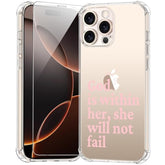 For Iphone 16 Pro Max Case With Screen Protector,Enhanced Camera Protection,Clear Tpu Cover With Trendy Designs For Girls Women,Slim Fit Protective Phone Case,God Is Within Her