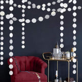 40 Ft Shining White Circle Dots Garland Glitter Bunting Banner for Wedding/Party Decor