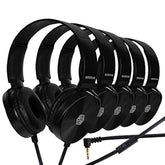 Bulk Kids Headphones For School With Microphones - 5-Pack On-Ear 3.5Mm Wired H