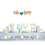 Oh Boy Glitter Banner - Baby Shower Decorations For Boy - Gender Reveal Party Garland
