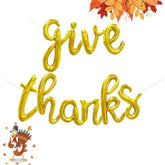 Give Thanks Letter Balloons Banner 18 Inch Gold Foil Thanksgiving Party Decorations