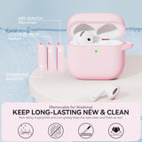For Airpods 4 Case, Soft Silicone Case Compatible With Apple Airpods 4Th Generation 2024 For Women Girly, Anti-Scratch Pink Case Cover With Cleaner Kit And Keychain, Drop Protection
