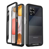 Compatible With Samsung Galaxy A42 5G Case, Built In Screen Protector Full Body Shockproof Slim Fit Bumper Protective Phone Cover For Samsung A42 5G Men Women-Black/Clear