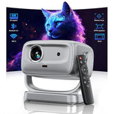 4K Smart Projector Native 1080P 1800 Ansi,Auto Focus,5G Wifi,Bluetooth 5.2,Built-In Apps,Portable Outdoor Movie Projector Compatible With Iphone/Android, Zoom&Keystone Correction,180° Adjustable Stand