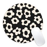 White Flower Round Mouse Mat - Funny Small Mouse Pad With Non-Slip Rubber Base For Home Office Decor - 8.7 Inch Round