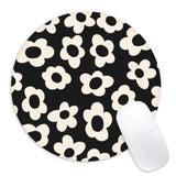 White Flower Round Mouse Mat - Funny Small Mouse Pad With Non-Slip Rubber Base For Home Office Decor - 8.7 Inch Round