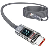 100W Usb C Cable, 6.6Ft Type C Pd 5A Fast Charging Usb C Cable With Led Display Nylon Braided Charger Cord Compatible With Iphone 16 15 Pro Max Plus, Macbook, Ipad, Galaxy S24 S23 S22, Pixel
