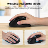 Bluetooth Wireless Mouse Ergonomic Vertical For Laptop Computer Macbook Ipad Tablet Rechargeable Silent Click Usb Carpal Tunnel Right Hand Compatible With Windows Ios Mac Os Android Black