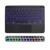 Wireless Backlit Bluetooth Keyboard With Touchpad,10 Inch Ultra Slim 7 Colors Backlit Portable Rechargeable Keyboard With Trackpad For Ipad/Ipad Pro Ios Android Tablets Windows Laptop Pc(Black)