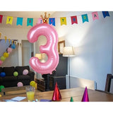 Pink Crown 40" Foil Number 3 Balloon for 3rd Birthday Party