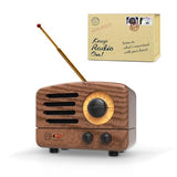 Portable Bluetooth Speaker, OTR Wood Vintage Small Wireless Speaker, FM Radio with Antenna AUX, 10h+ Long Playtime, High Fidelity Stereo Audio with