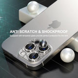 Compatible For Iphone 15 Pro/Iphone 15 Pro Max Camera Lens Protector, Bling Camera Cover With 9H Tempered Glass Lens Screen Protector Metal Ring Decoration Accessories (Glitter-Titanium Gold)