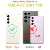 Case For Samsung Galaxy S24+ Plus With Slide Camera Cover+Screen Protector (1 Pack), Rotated Ring Kickstand Grade Shockproof Protective Cover-Black