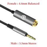 Geekria 3.5mm Stereo Male to 4.4mm Balanced Female Adapter Cable, 5-Core Audio Conversion Cord, Headphone Plug Adapter, Aluminum Alloy Connector, PP Yarn Braided Upgrade Wire (0.5ft)
