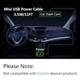 Dash Cam Mini Usb Power Cable 11Ft, Right Angle 90 Degree Mini Usb With Dual Usb Port Fast Power Supply, For 12V-24V Car And Truck Dash Cam, Gps Navigator, Mp3 Player And Other Usb Devices