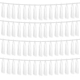 4P White Foil Fringe Metallic Tassel Streamers Banner Tassel Garland For Parade Floats, Graduation, Wedding, Birthday, Halloween, Christmas, Bridal/Baby Shower Party Decorations