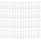 4P White Foil Fringe Metallic Tassel Streamers Banner Tassel Garland For Parade Floats, Graduation, Wedding, Birthday, Halloween, Christmas, Bridal/Baby Shower Party Decorations