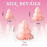 6Pcs Christmas Honeycomb Paper Tree 3D Xmas Centerpieces Pink Table Toppers for Holiday Party Home Decorations, 8", 10", 12"