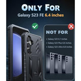 Military Grade Protective Hard Phone Case for Samsung Galaxy S23 FE 5G - Black, Kickstand, Screen Protector, Shockproof TPU Full Protection Drop Proof Phone Cover