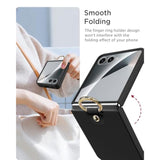Miimall Thin for Samsung Flip 7 Case with Ring Holder, Tempered Glass Screen Protector & Military Grade Protection Ultra Slim Shockproof Full Body Heavy Duty for Z Flip 7 Cover Shockproof, Black
