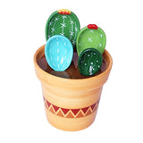 4Pcs Porcelain Measuring Spoons With Base, Cute Cactus Shape