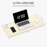 Felt Desk Mat, Minimalist Large Mouse Pad Xl 31.5 X 11.8 In, Desk Matt For Desktop, Keyboard, Laptop, Computer, Office, Work From Home, Gaming, Beige