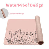 Tulip Flower Mouse Pads,Extended Gaming Mousepad Desk Mat Pink Mouse Pad For Wireless Mouse Keyboard Mat With Stitched Edges 31.5 X 15.75 In?Pink Tulip Flower?