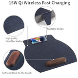 Magnetic Wireless Charging Mouse Pad With Ergonomic Design, Mousepad With Wrist Support, Foldable Mousepad With Wrist Rest And For Computer, Laptop, Office & Home, 14 X 12.1 In, Blue