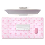 Large Pink Bows Mouse Pads Coquette Kawaii Mouse Pad 31.5 X 15.75 Inches Preppy Trendy Computer Desk Mat For Laptop With Non-Slip Rubber Base Mat Office Accessories Decor For Women