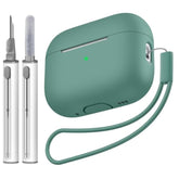 Compatible With Airpods Pro 2 Case, Soft Silicone Skin Cover Protective Cases With Cleaner Kit And Lanyard Compatible For Airpod Pro 2Nd Generation, Front Led Visible-Pine Green