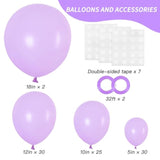 87Pcs Lavender Balloons Different Sizes 18 12 10 5 Inches For Garland Arch, Premium Pastel Latex Balloons For Birthday Party Wedding Baby Shower Bridal Shower Decorations