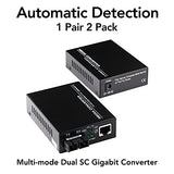A Pair 2 Pack Multi-Mode Dual Sc Fiber Gigabit Fast Ethernet Media Converter, Mini 1X 10/100/1000Base-T Rj45 To 1000Base-Sc Slot Converter Transceiver, Up To 2Km 850-1310-Nm, Ac 100V~240V
