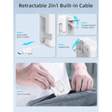 2In1 Iwatch Charger, 36W Retractable Charger For Iwatch,Travel Wall Charging Block Compatible With 16/15/14/13/12/11 Iwatch-Solid Black