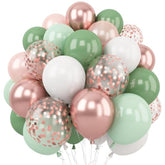 35 Pcs Sage Green & Rose Gold Balloons, Confetti Metallic for Parties and Shower