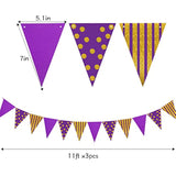 Purple Gold Party Decorations, Hanging Glitter Paper Triangle Flag Pennant Banner For St. Patrick'S Day Graduation Carnival Bachelorette Engagement Wedding Birthday Baby Bridal Shower 33Ft
