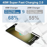 S25 S24 S23 Ultra Samsung Fast Charger Usb Type C Charger Super Fast Charging,45W Usb C Super Fast Charger For Samsung Galaxy S25/S24/S23/S22/S21/Plus/Ultra/Fe,Z Fold,Z Flip,A16,A15,With 6Ft C Cable