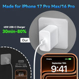 45W Fast USB-C Charger with 10ft Cable for iPhone 16 Series and Android