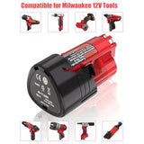 2 Pack 3.0Ah Replacement Battery For Milwaukee M-12 Battery 48-11-2420 12V Lithium Ion Battery For Milwaukee 12V Heated Jacket & 48-11-2440 48-11-2402 48-11-2411 Cordless Power Tools