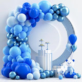 124Pcs Blue Balloons Garland Arch Kit, 18In 12In 10In 5In Baby Light Blue Royal Blue Metallic Blue Balloons For Baby Shower Birthday Baseball Nautical 4Th Of July Independence Party Decorations