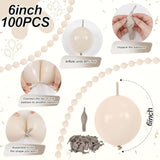 Sand White Quick Link Balloons, 60Pcs Linking Balloon For Making Balloon Wall Arch Chains, Cream Beige Linked Balloons For Wedding Birthday Baby Shower Engagement Graduation Party Decorations (10Inch)