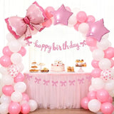 Pink Bow Birthday Decoration Set: Banner, Garland & Balloons