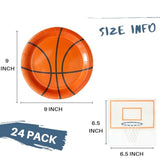 48Pcs Basketball Plates And Napkins Party Supplies - 24 Pk - 9 Inch Basketball Paper Plates 6.5 Inch Basketball Paper Napkins Basketball Birthday Party Decorations Decor