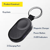 Portable Apple Watch Wireless Travel Charger, 1200Mah Power Bank Iwatch Fast Charging With Car Keychain, Adapter Compatible With Series Ultra 10 9 8 7 6 5 4 3 2 Se (Black)