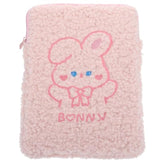 Plush Cute Rabbit Laptop Sleeve Laptop Pouch Portable Lovely Cartoon Style Tablet Bag For Girls Students, 9.7-11 Inch, Pink