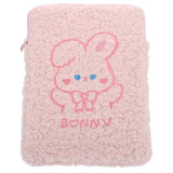 Plush Cute Rabbit Laptop Sleeve Laptop Pouch Portable Lovely Cartoon Style Tablet Bag For Girls Students, 9.7-11 Inch, Pink