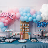 Pink And Blue Balloons 100 Pack 12 Inch Pastel Pink Blue White Latex Party Balloons With 65Ft Ribbon For Gender Reveal Baby Shower Birthday Bridal Shower Wedding Party Decorations Supplies